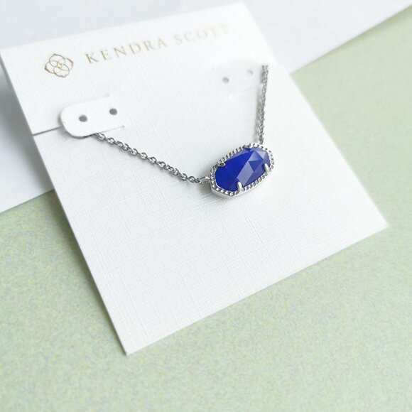 Kendra Scott Elisa Cobalt Cat's Eye Necklace - Silver - Picture 2 of 3